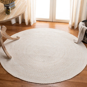 Braided 801 Hand Woven 100% Polyester Contemporary Rug Ivory / Beige 100% Polyester BRD801A-5R