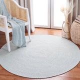 Braided 801 Hand Woven 100% Polyester Contemporary Rug Ivory / Light Blue 100% Polyester BRD801B-5R