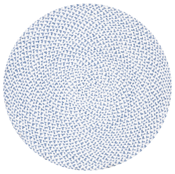Braided 801 Hand Woven 100% Polyester Contemporary Rug Blue / Ivory 100% Polyester BRD801M-3R