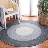 Braided 802 Hand Woven 100% Polyester Contemporary Rug Dark Grey / Ivory 100% Polyester BRD802F-5R