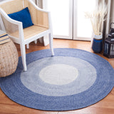 Braided 802 Hand Woven 100% Polyester Contemporary Rug Blue / Ivory 100% Polyester BRD802M-5R
