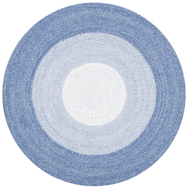 Braided 802 Hand Woven 100% Polyester Contemporary Rug Blue / Ivory 100% Polyester BRD802M-5R