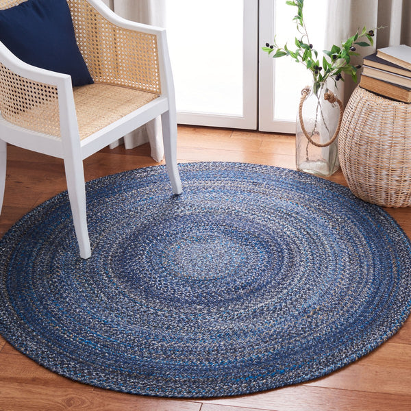Braided 851  Flat Weave 100% Pet Yarn Rug Navy