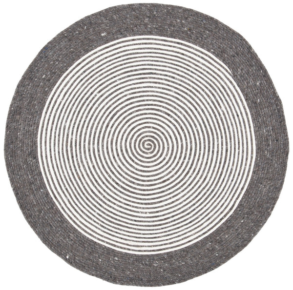 Braided 904 Contemporary Hand Woven 60% Wool, 40% Cotton Rug Charcoal / Ivory