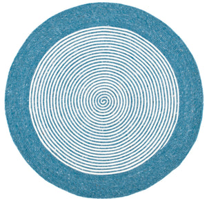 Braided 904 Contemporary Hand Woven 60% Wool, 40% Cotton Rug Teal / Ivory