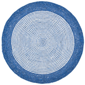 Braided 904 Contemporary Hand Woven 60% Wool, 40% Cotton Rug Navy / Ivory