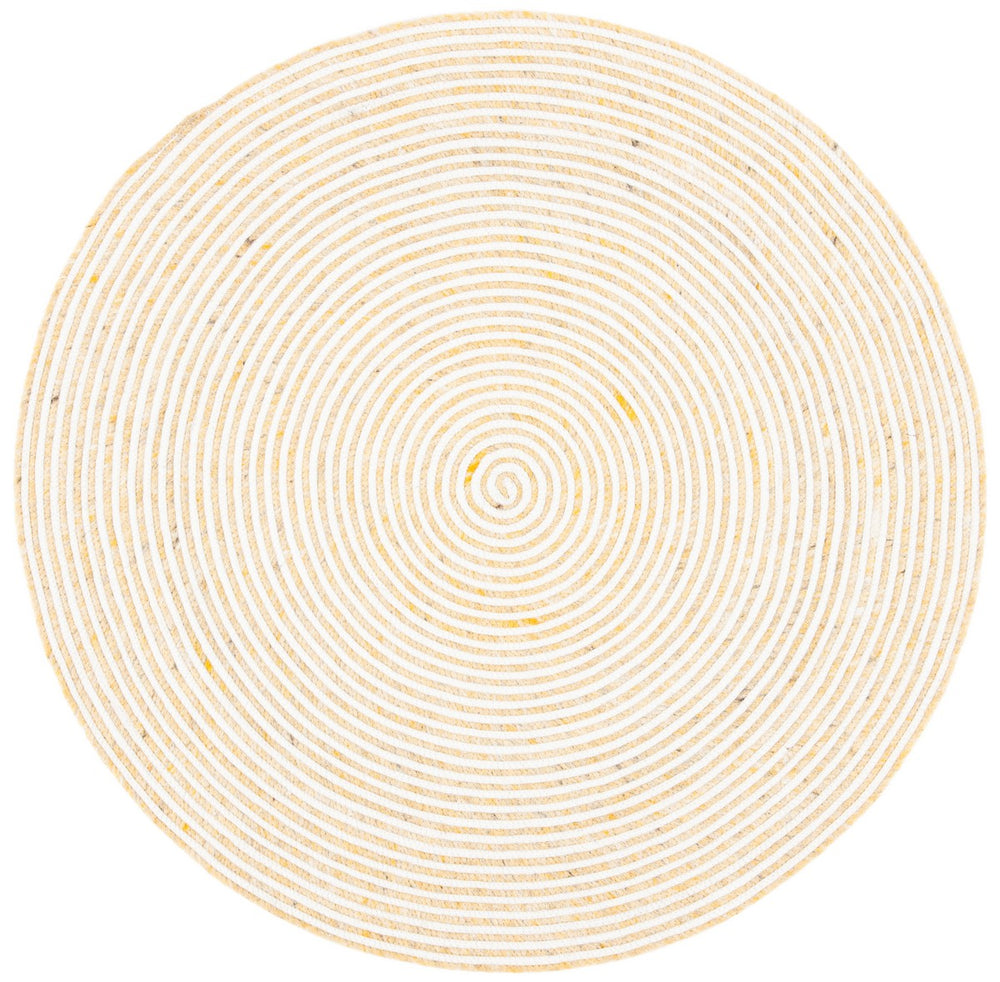 Braided 905 Contemporary Hand Woven 60% Wool, 40% Cotton Rug Gold / Ivory