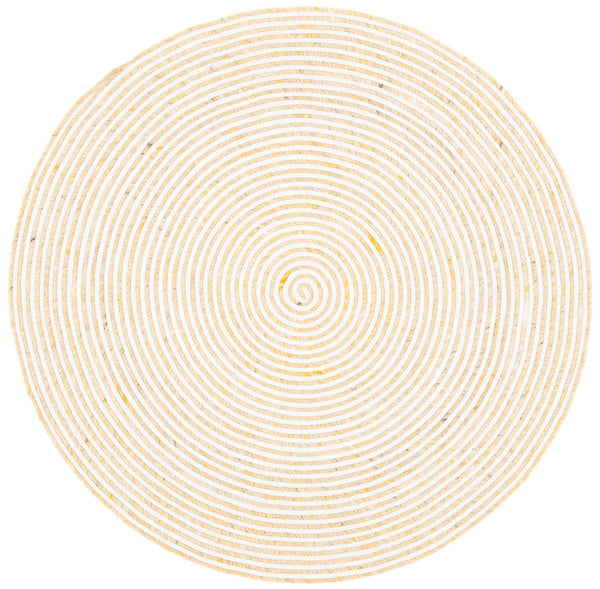 Braided 905 Contemporary Hand Woven 60% Wool, 40% Cotton Rug Gold / Ivory