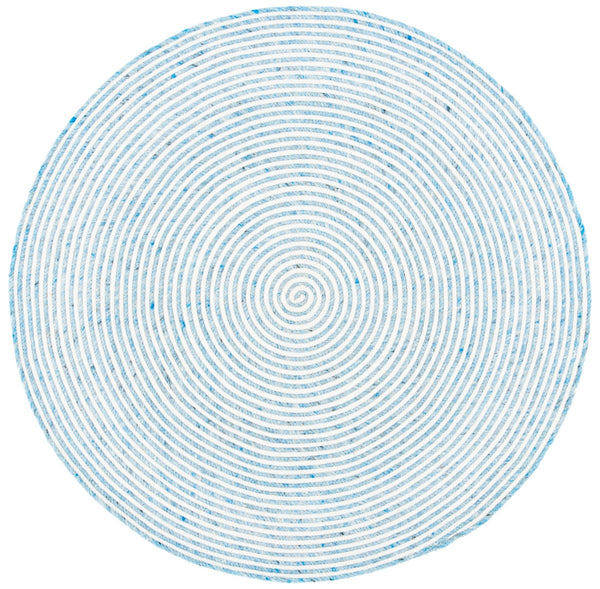 Braided 905 Contemporary Hand Woven 60% Wool, 40% Cotton Rug Blue / Ivory