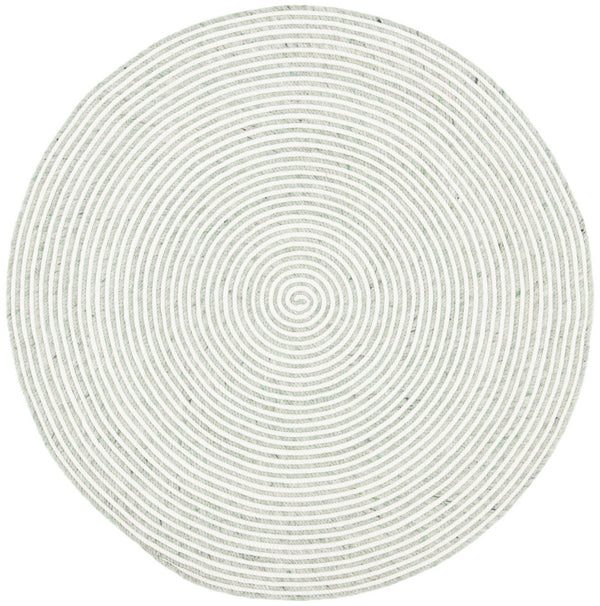 Braided 905 Contemporary Hand Woven 60% Wool, 40% Cotton Rug Green / Ivory