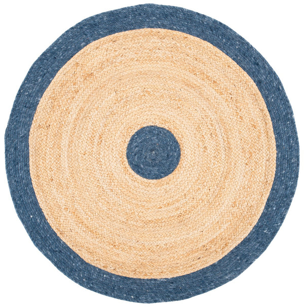 Braided 910 Contemporary Hand Woven 50%Jute, 25% Wool, 25% Cotton Rug Navy / Natural