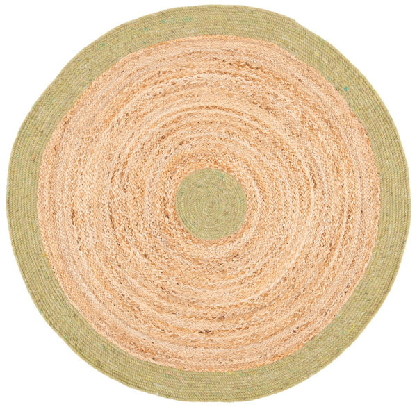 Braided 910 Contemporary Hand Woven 50%Jute, 25% Wool, 25% Cotton Rug Green / Natural