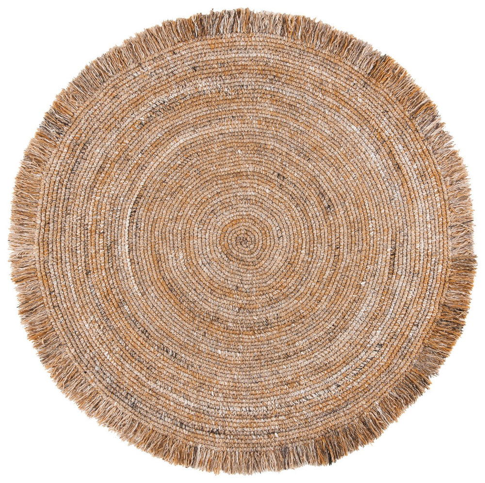 Braided 950 With Fringes  Hand Woven 100% Pet Yarn Rug Natural
