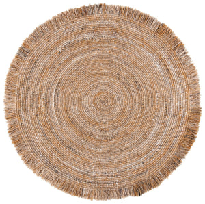 Braided 950 With Fringes  Hand Woven 100% Pet Yarn Rug Natural