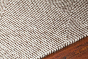 Chandra Rugs Bristol 100% Wool Hand-Woven Flatweave Rug Brown/White 9' x 13'