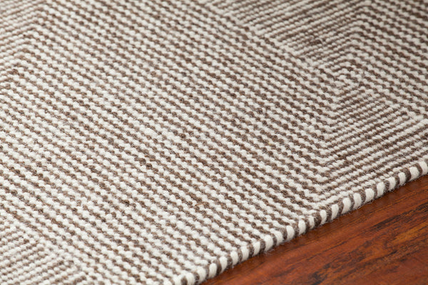 Chandra Rugs Bristol 100% Wool Hand-Woven Flatweave Rug Brown/White 9' x 13'