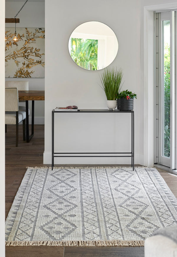 Momeni Bristol BRS-1 Hand Woven Traditional Geometric Indoor Area Rug Grey 9' x 12' BRISTBRS-1GRY90C0