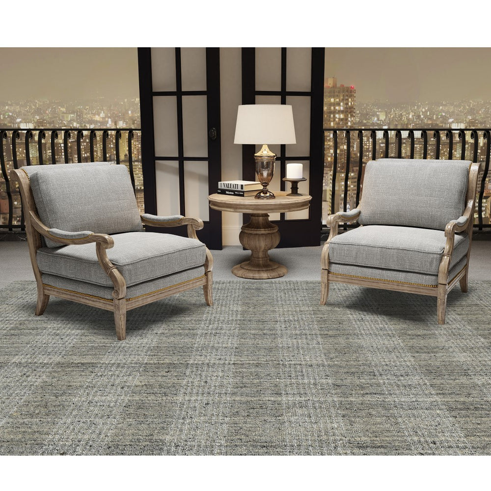 AMER Rugs Brooklyn BRK-2 Hand-Loomed Plaid Transitional Area Rug Beige 10' x 14'