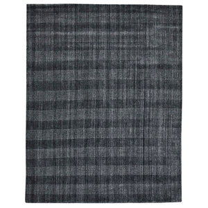 AMER Rugs Brooklyn BRK-5 Hand-Loomed Plaid Transitional Area Rug Charcoal 10' x 14'