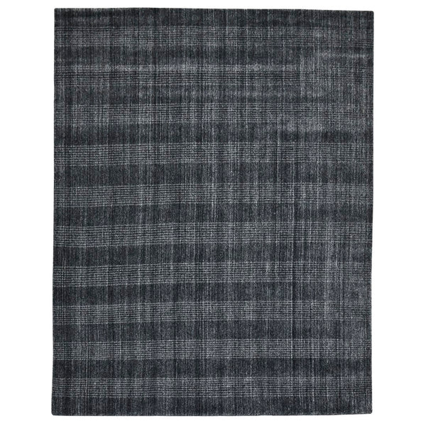 AMER Rugs Brooklyn BRK-5 Hand-Loomed Plaid Transitional Area Rug Charcoal 10' x 14'