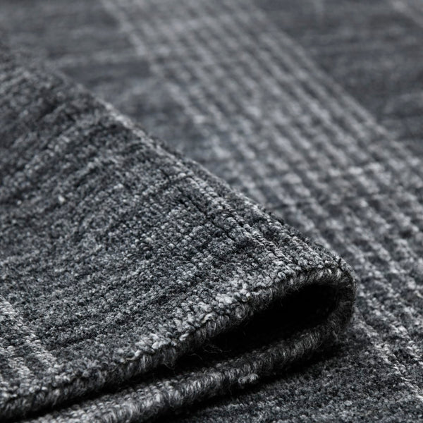 AMER Rugs Brooklyn BRK-5 Hand-Loomed Plaid Transitional Area Rug Charcoal 10' x 14'