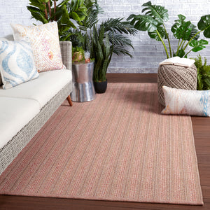 Jaipur Living Topsail Indoor/ Outdoor Striped Rose/ Taupe Area Rug (8'10"X11'9")