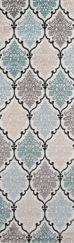 Momeni Brooklyn Heights BH-02 Machine Made Transitional Damask Indoor Area Rug Multi 9'3" x 12'6" BROOKBH-02MTI93C6