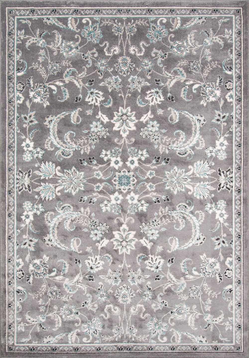 Momeni Brooklyn Heights BH-05 Machine Made Transitional Floral Indoor Area Rug Grey 9'3" x 12'6" BROOKBH-05GRY93C6
