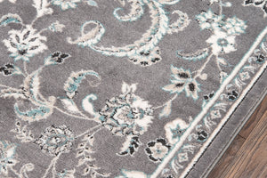 Momeni Brooklyn Heights BH-05 Machine Made Transitional Floral Indoor Area Rug Grey 9'3" x 12'6" BROOKBH-05GRY93C6