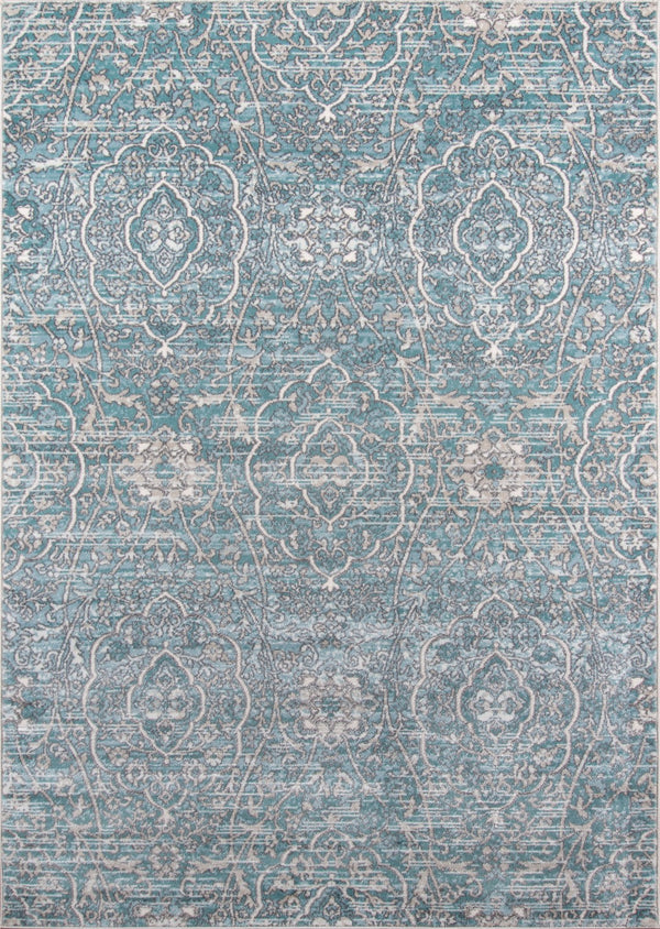 Momeni Brooklyn Heights BH-07 Machine Made Transitional Damask Indoor Area Rug Blue 9'3" x 12'6" BROOKBH-07BLU93C6