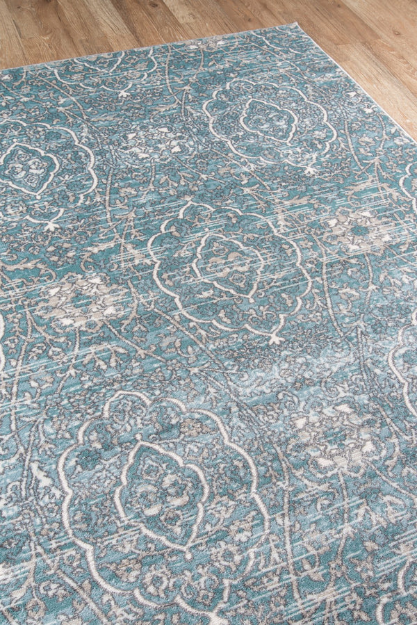 Momeni Brooklyn Heights BH-07 Machine Made Transitional Damask Indoor Area Rug Blue 9'3" x 12'6" BROOKBH-07BLU93C6