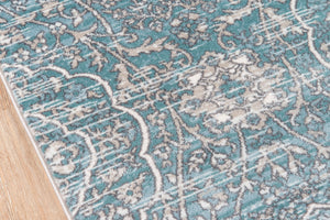 Momeni Brooklyn Heights BH-07 Machine Made Transitional Damask Indoor Area Rug Blue 9'3" x 12'6" BROOKBH-07BLU93C6