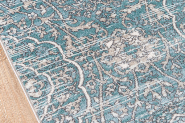 Momeni Brooklyn Heights BH-07 Machine Made Transitional Damask Indoor Area Rug Blue 9'3" x 12'6" BROOKBH-07BLU93C6