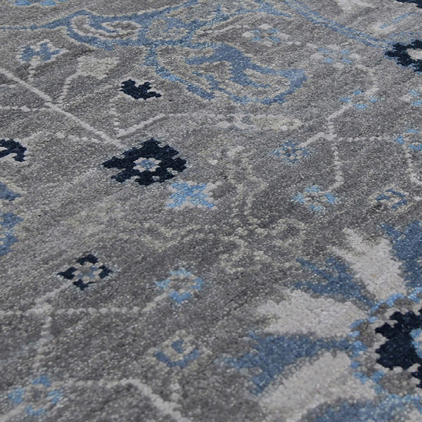 AMER Rugs Bristol BRS-2 Hand-Knotted Floral Classic Area Rug Silver/Blue 10' x 14'