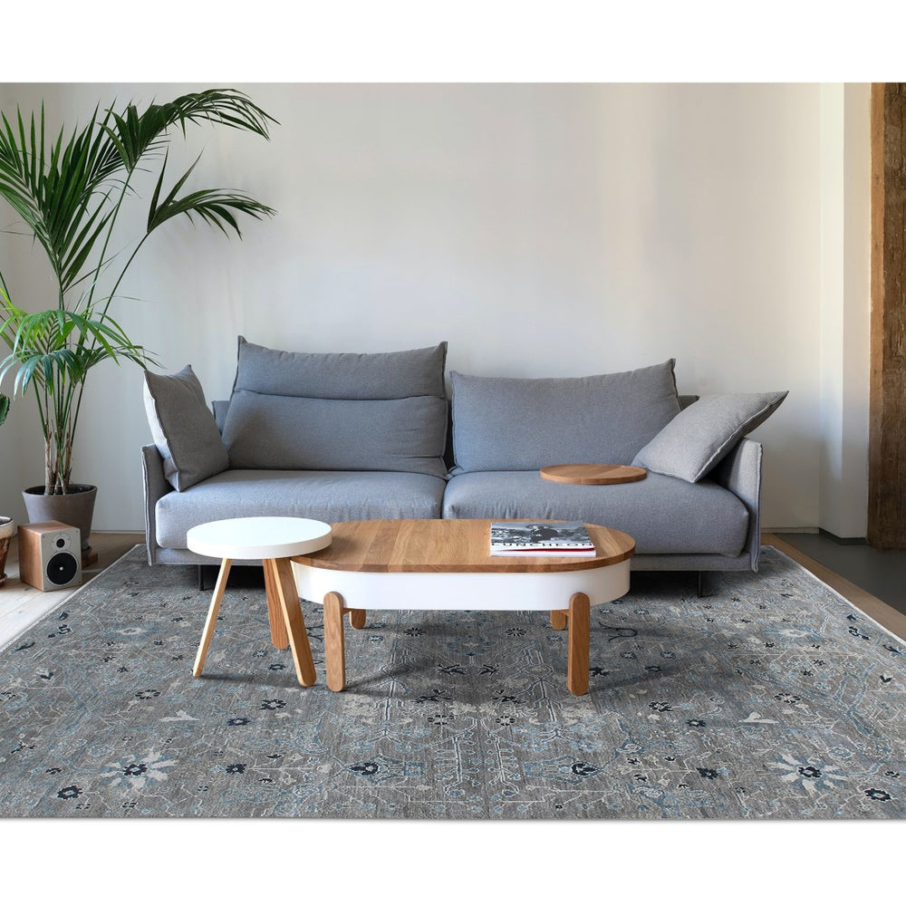 AMER Rugs Bristol BRS-2 Hand-Knotted Floral Classic Area Rug Silver/Blue 10' x 14'