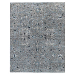 AMER Rugs Bristol BRS-2 Hand-Knotted Floral Classic Area Rug Silver/Blue 10' x 14'