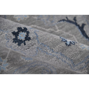 AMER Rugs Bristol BRS-2 Hand-Knotted Floral Classic Area Rug Silver/Blue 10' x 14'