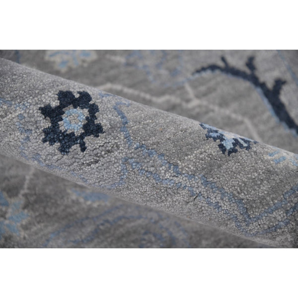 AMER Rugs Bristol BRS-2 Hand-Knotted Floral Classic Area Rug Silver/Blue 10' x 14'