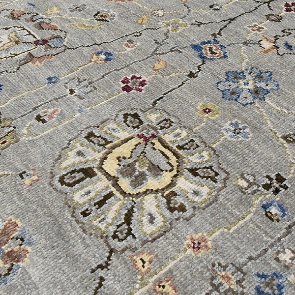 AMER Rugs Bristol BRS-30 Hand-Knotted Floral Classic Area Rug Silver/Gray 10' x 14'