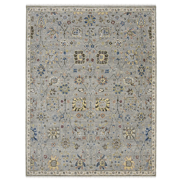 AMER Rugs Bristol BRS-30 Hand-Knotted Floral Classic Area Rug Silver/Gray 10' x 14'
