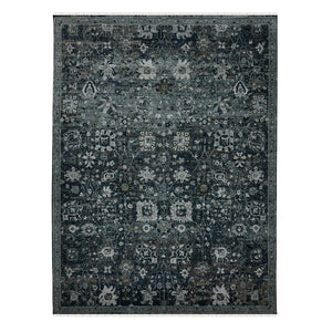 AMER Rugs Bristol BRS-31 Hand-Knotted Floral Classic Area Rug Charcoal Gray/Rust 10' x 14'