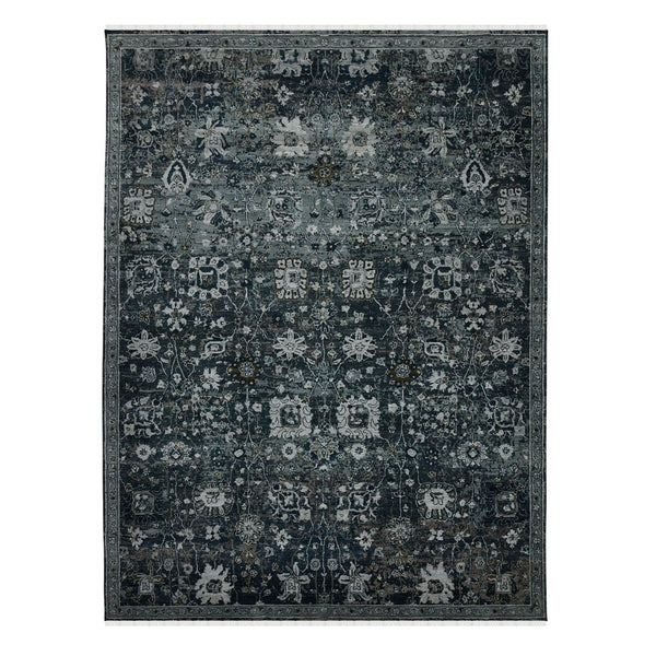AMER Rugs Bristol BRS-31 Hand-Knotted Floral Classic Area Rug Charcoal Gray/Rust 10' x 14'