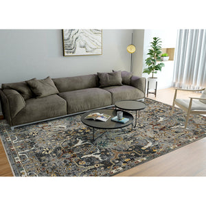 AMER Rugs Bristol BRS-43 Hand-Knotted Floral Classic Area Rug Deep Silver/Gold 10' x 14'
