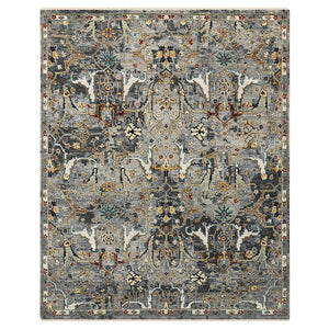 AMER Rugs Bristol BRS-43 Hand-Knotted Floral Classic Area Rug Deep Silver/Gold 10' x 14'