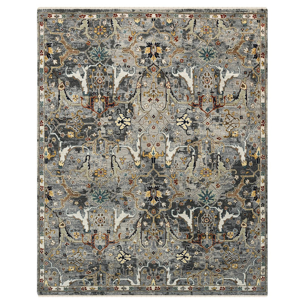 AMER Rugs Bristol BRS-43 Hand-Knotted Floral Classic Area Rug Deep Silver/Gold 10' x 14'