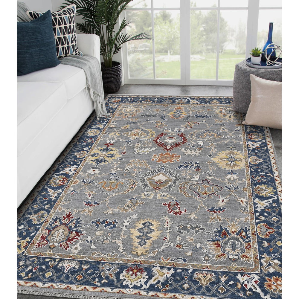 AMER Rugs Bristol BRS-8 Hand-Knotted Bordered Classic Area Rug Navy 10' x 14'