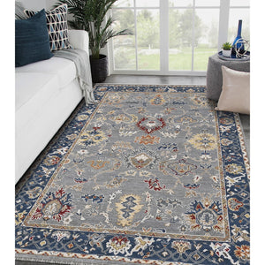 AMER Rugs Bristol BRS-8 Hand-Knotted Bordered Classic Area Rug Navy 10' x 14'