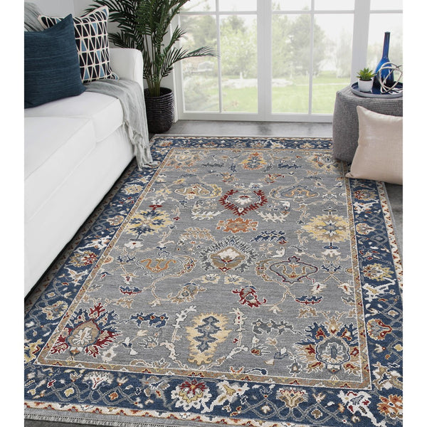 AMER Rugs Bristol BRS-8 Hand-Knotted Bordered Classic Area Rug Navy 10' x 14'