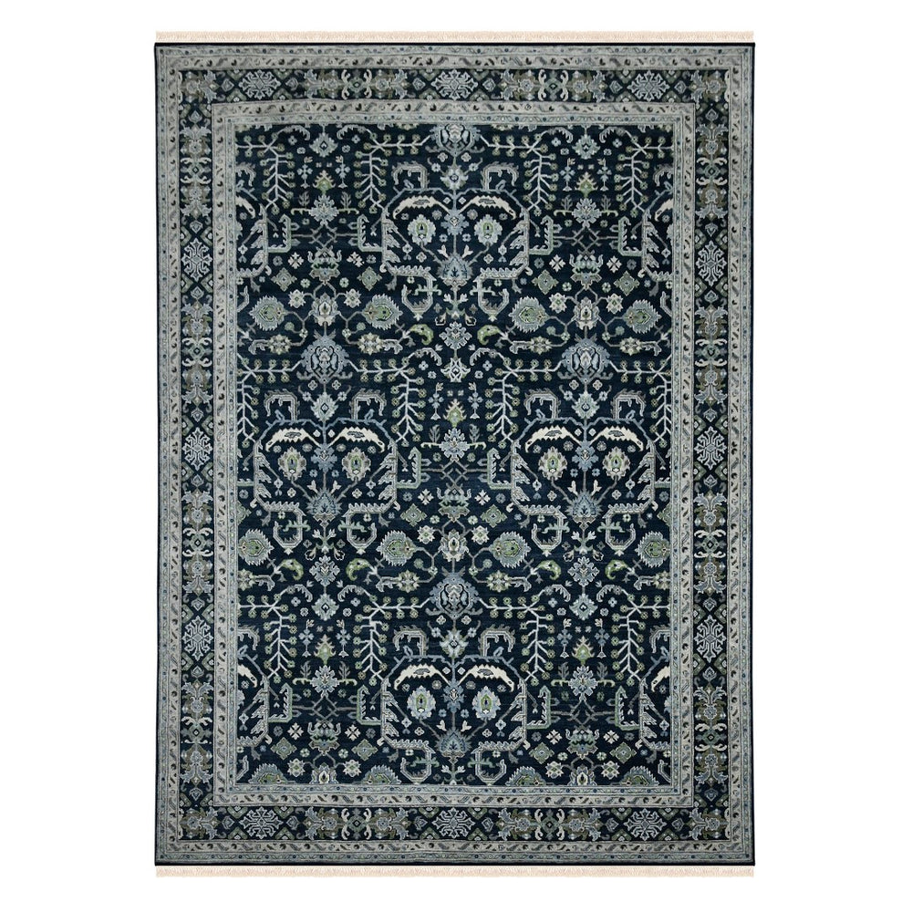 AMER Rugs Bristol BRS-9 Hand-Knotted Bordered Classic Area Rug Blue Sapphire/Ivory 10' x 14'