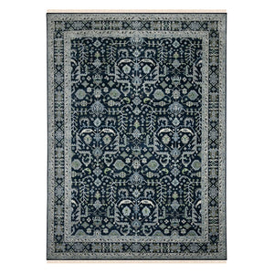 AMER Rugs Bristol BRS-9 Hand-Knotted Bordered Classic Area Rug Blue Sapphire/Ivory 10' x 14'